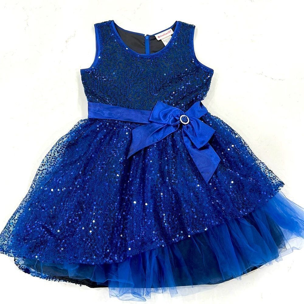 Girls Cobalt Blue Party sequins dress size 10 & matching bolero jacket